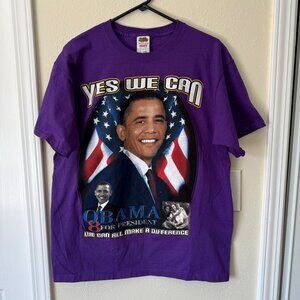 President Barack Obama YES WE CAN Purple T-Shirt Sz L